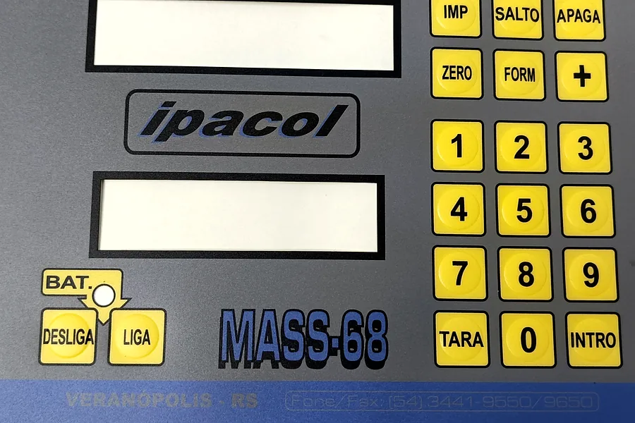 Instrumentation keypad overlay with numeric keys and display windows